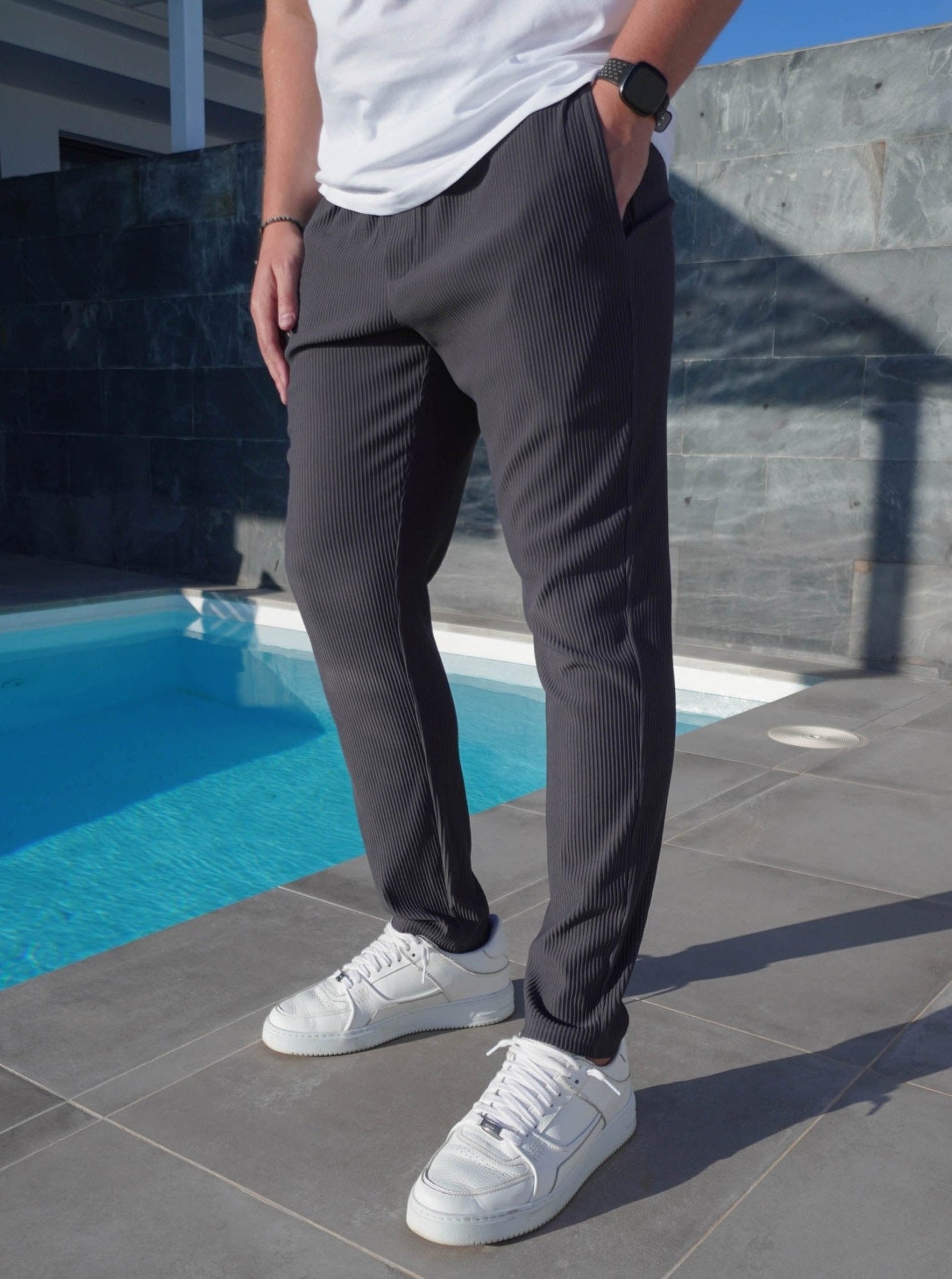 Ribbed Trouser In Dark Grey - Sulfit Clothing