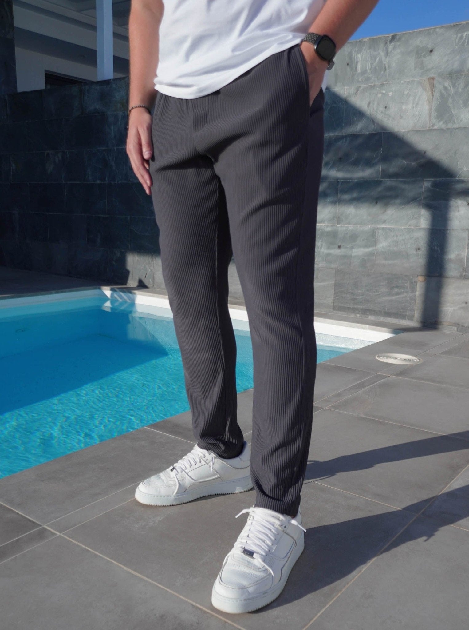 Ribbed Trouser In Dark Grey - Sulfit Clothing