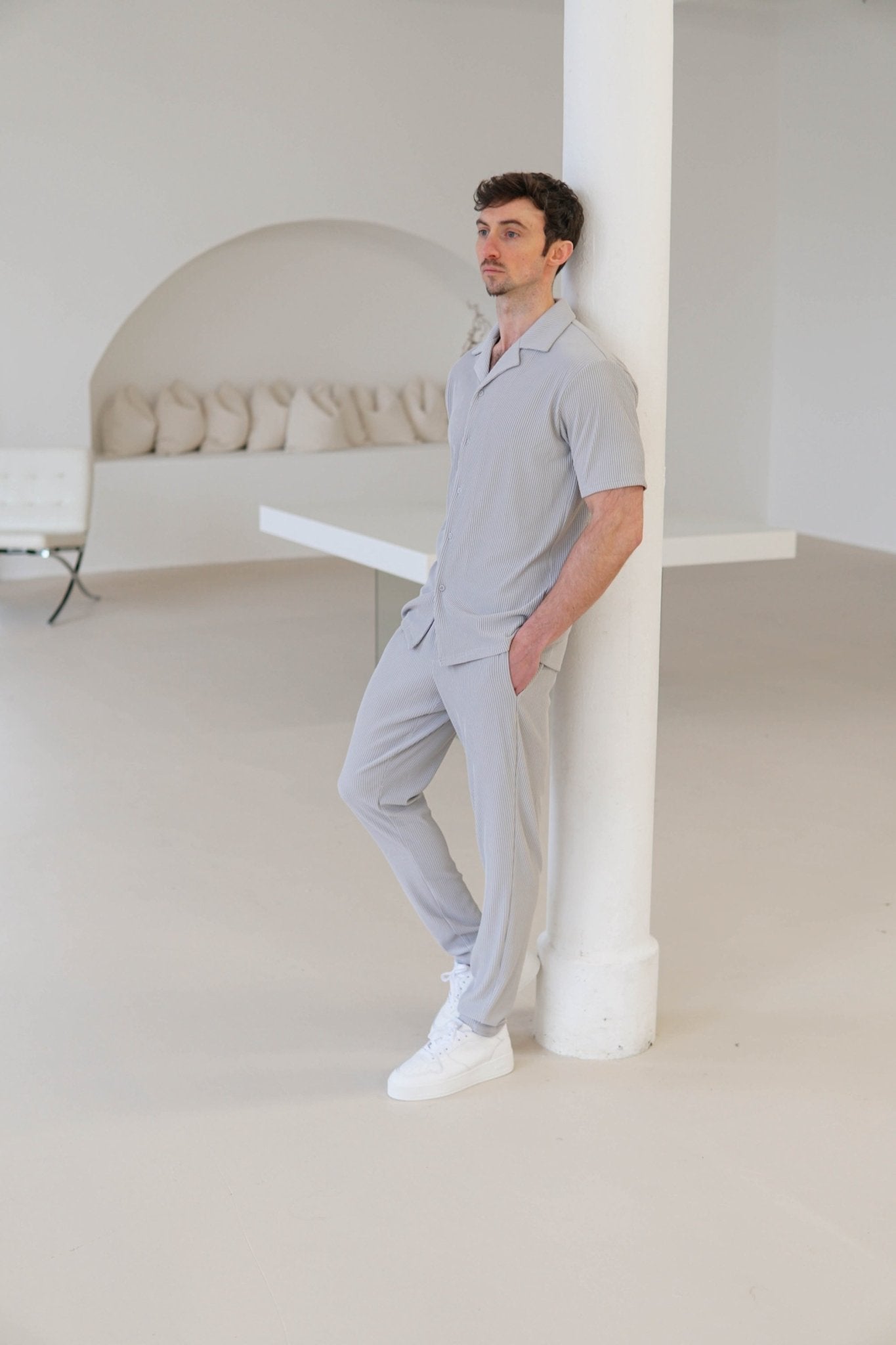 Ribbed Trouser In Light Grey - Sulfit Clothing