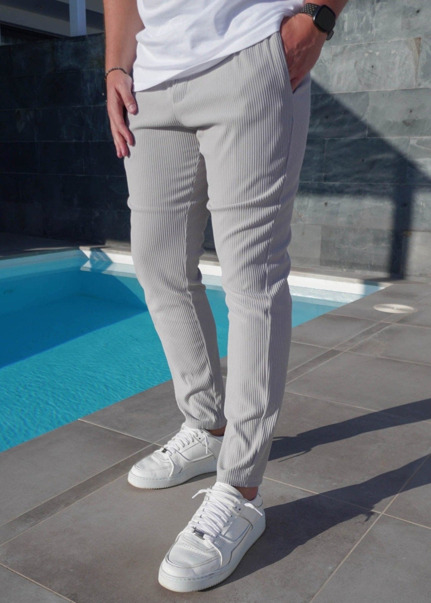 Ribbed Trouser In Light Grey - Sulfit Clothing