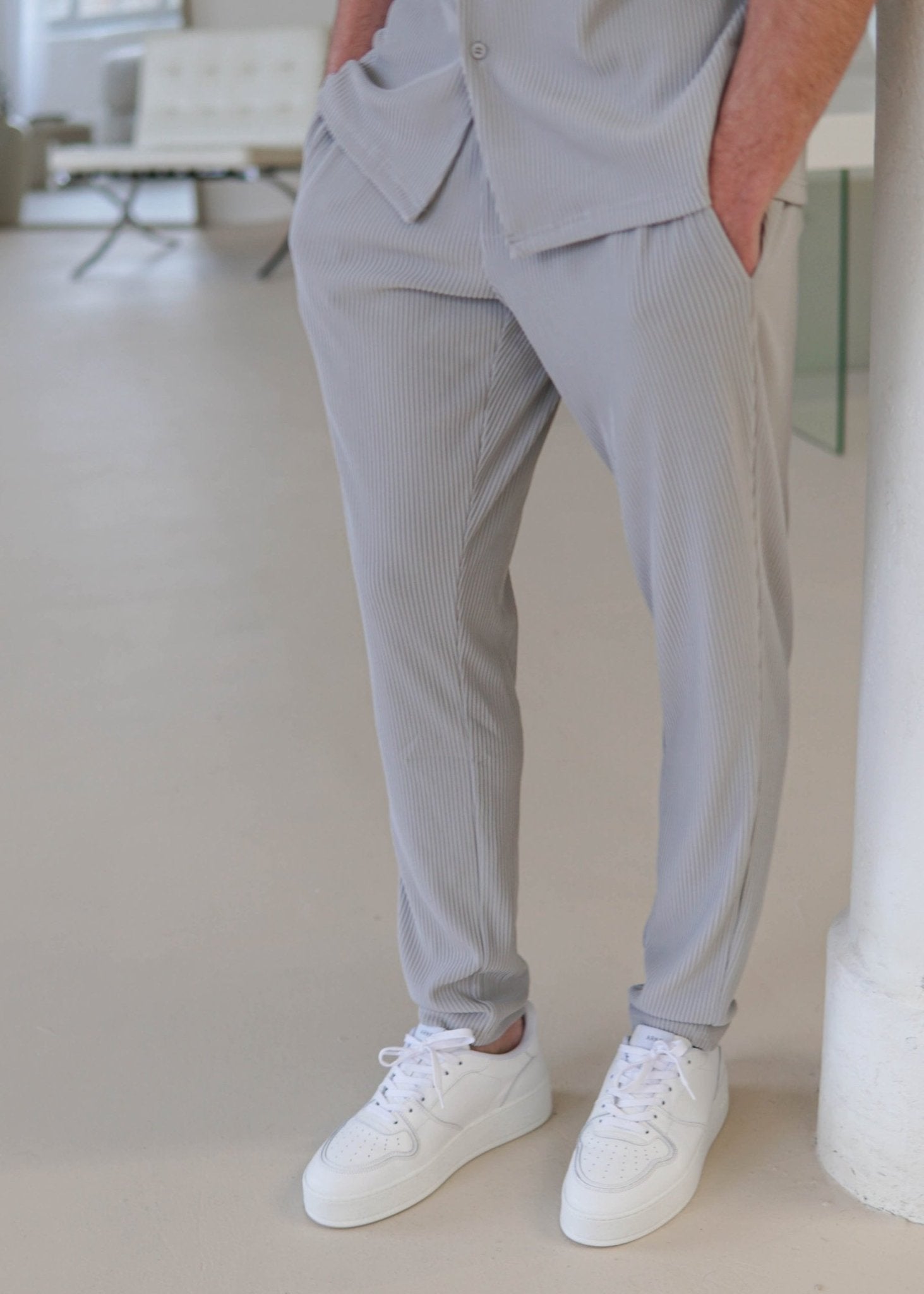 Ribbed Trouser In Light Grey - Sulfit Clothing