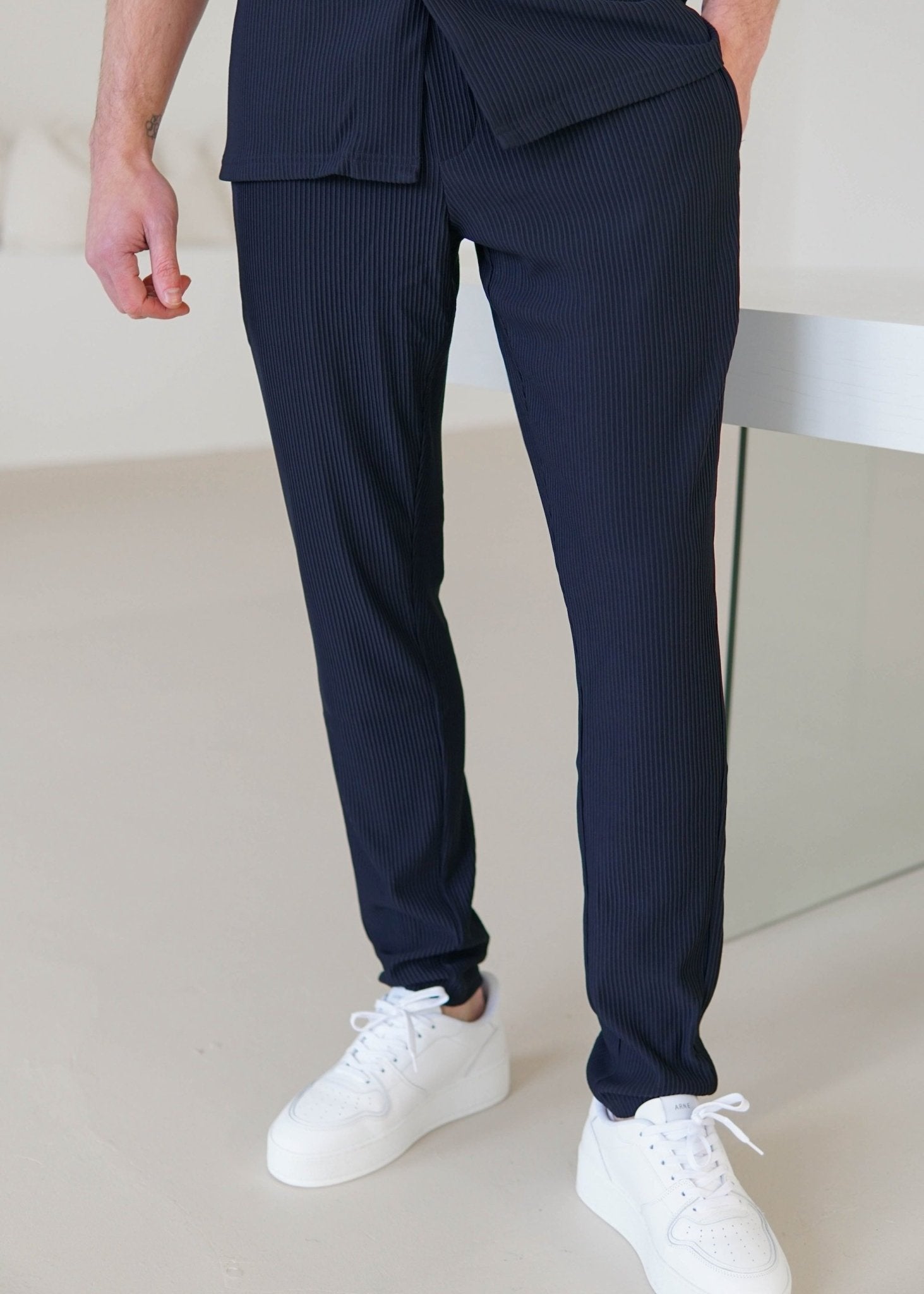 Ribbed Trouser In Navy - Sulfit Clothing