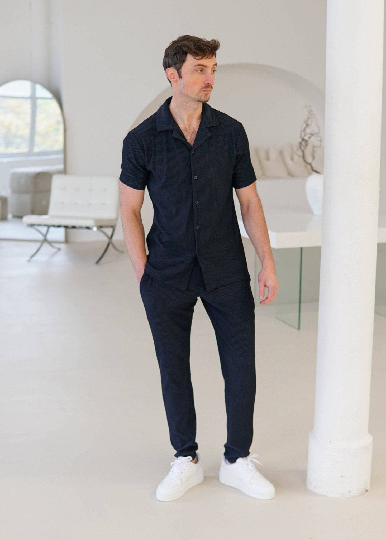 Ribbed Trouser In Navy - Sulfit Clothing