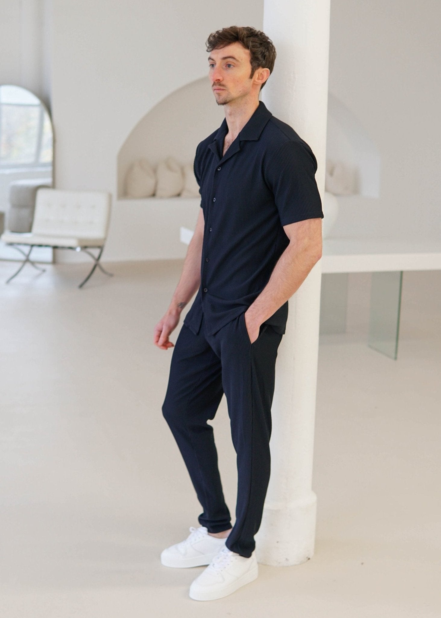 Ribbed Trouser In Navy - Sulfit Clothing