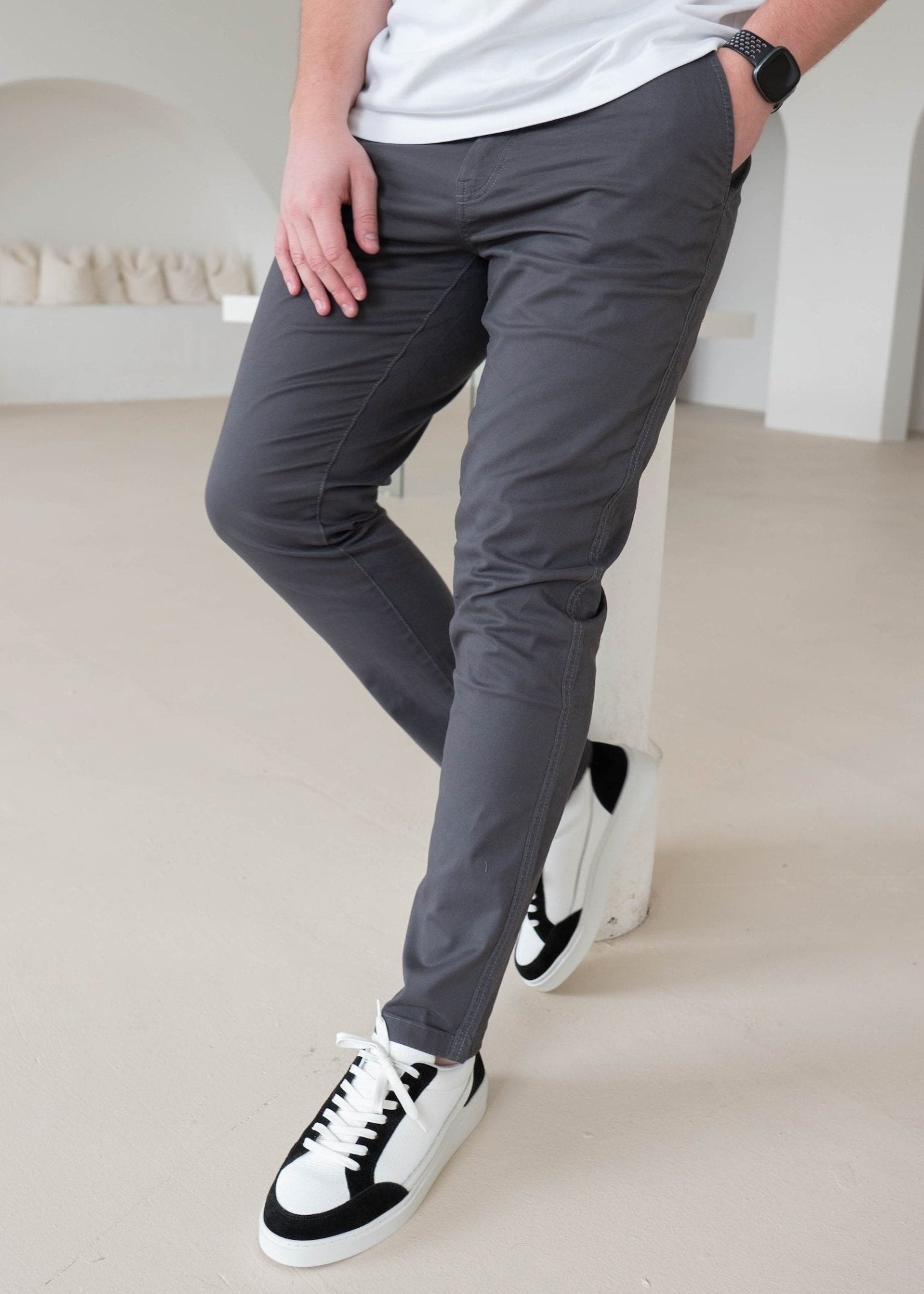 Slim Comfort Chinos In Charcoal - Sulfit Clothing