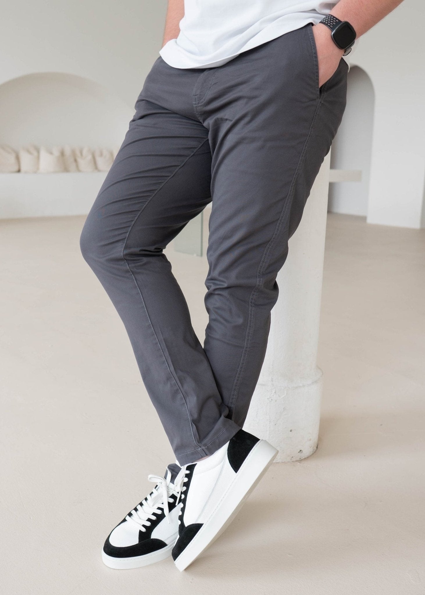 Slim Comfort Chinos In Charcoal - Sulfit Clothing