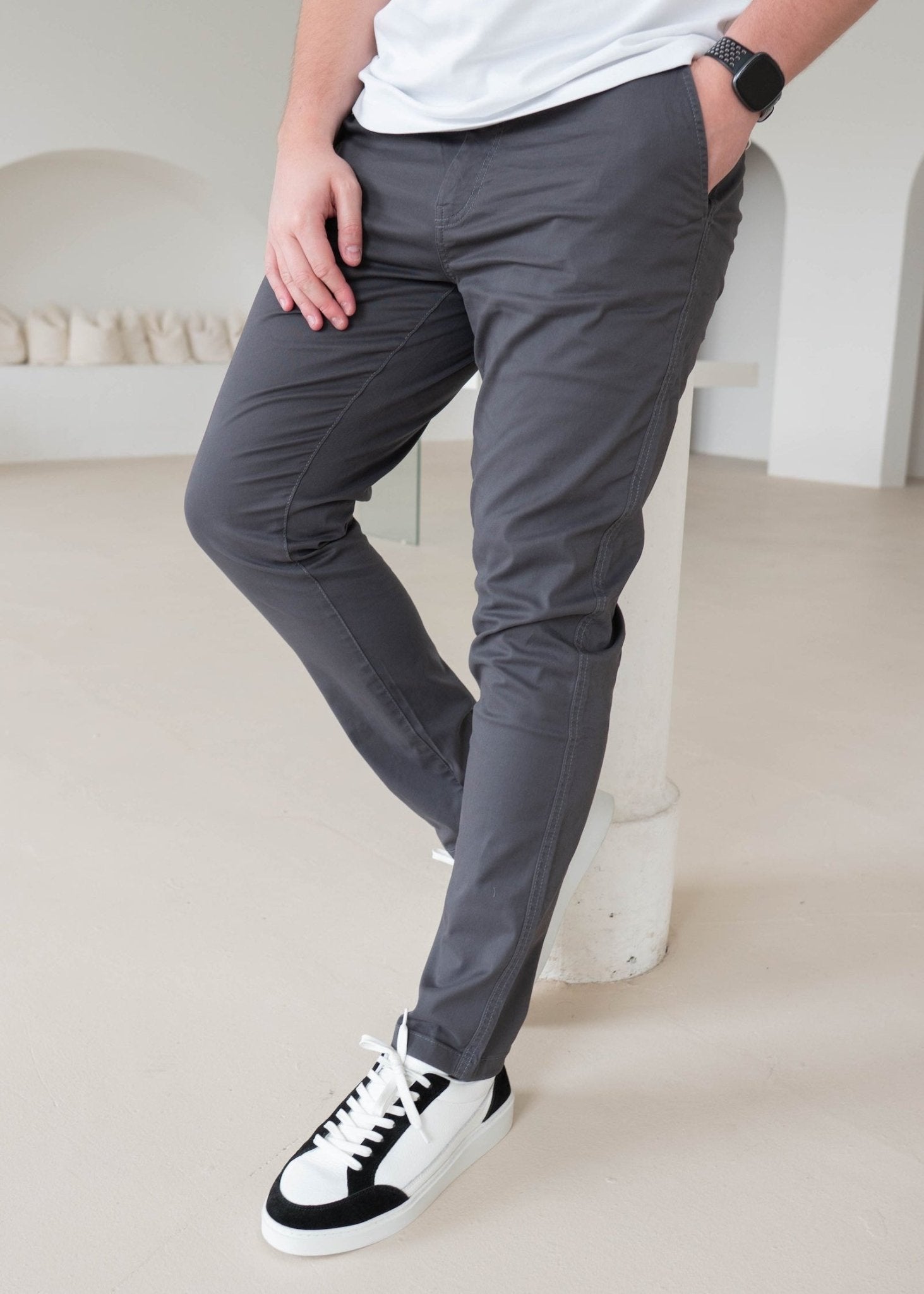 Slim Comfort Chinos In Charcoal - Sulfit Clothing