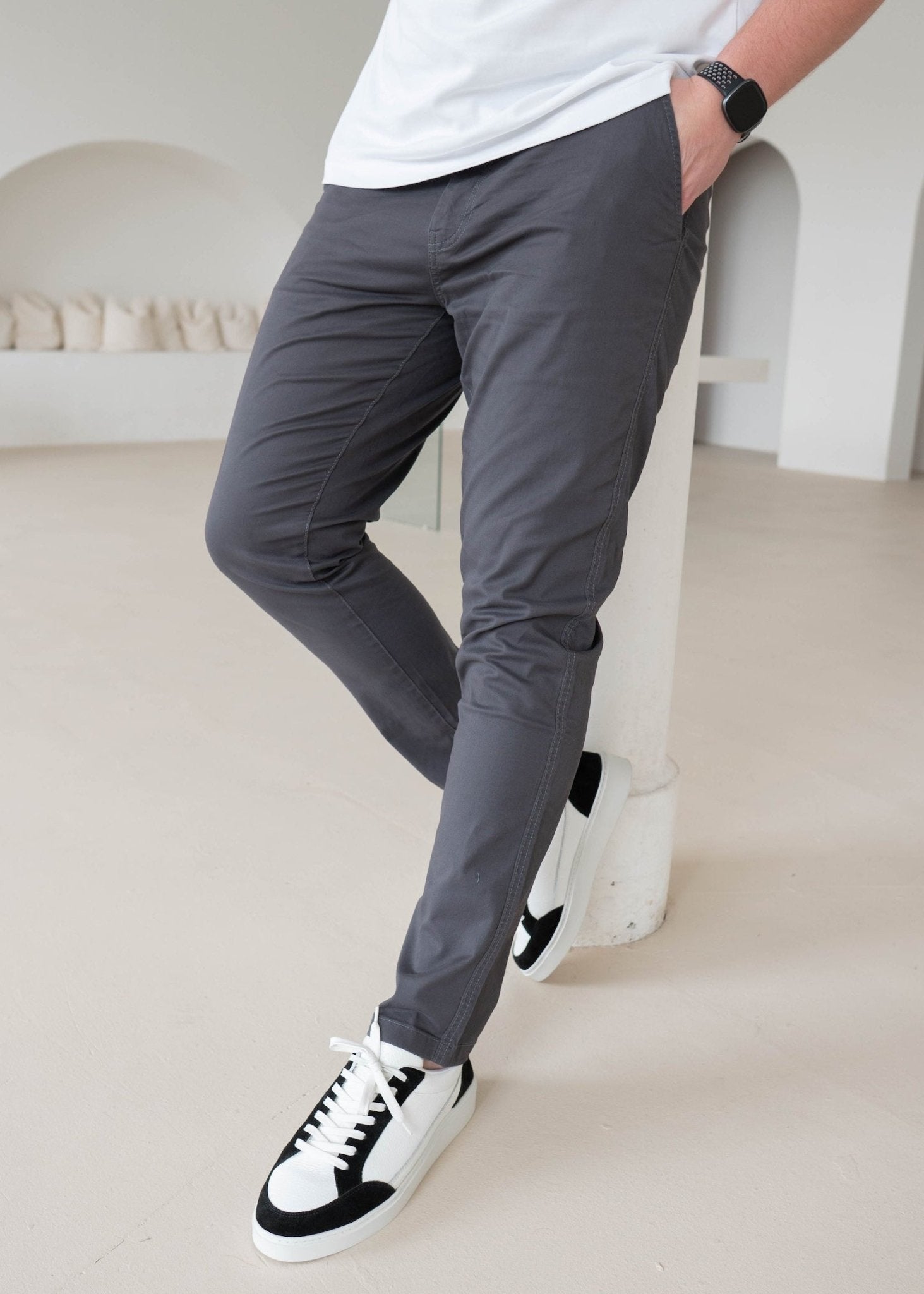 Slim Comfort Chinos In Charcoal - Sulfit Clothing