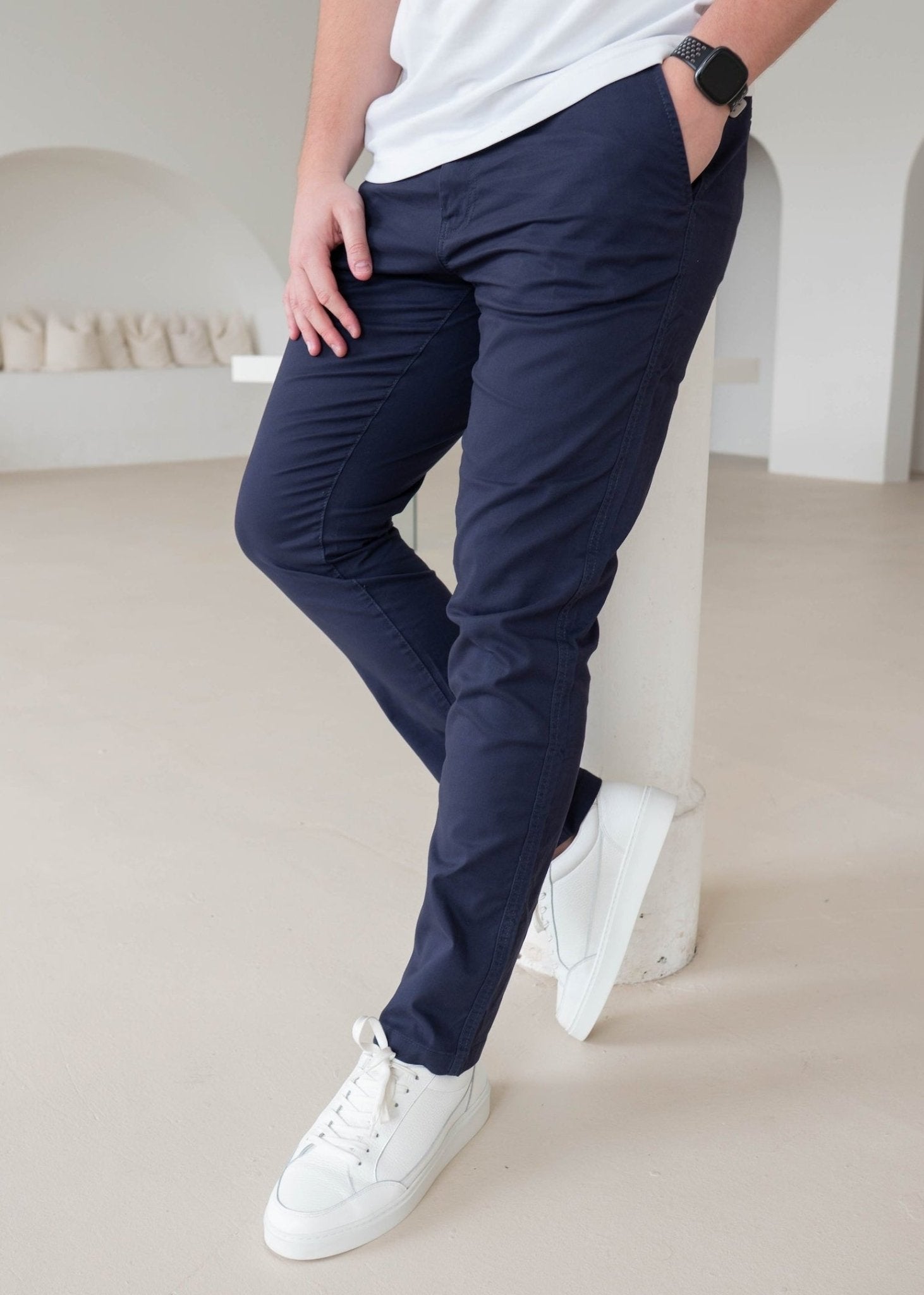 Slim Comfort Chinos In Navy - Sulfit Clothing