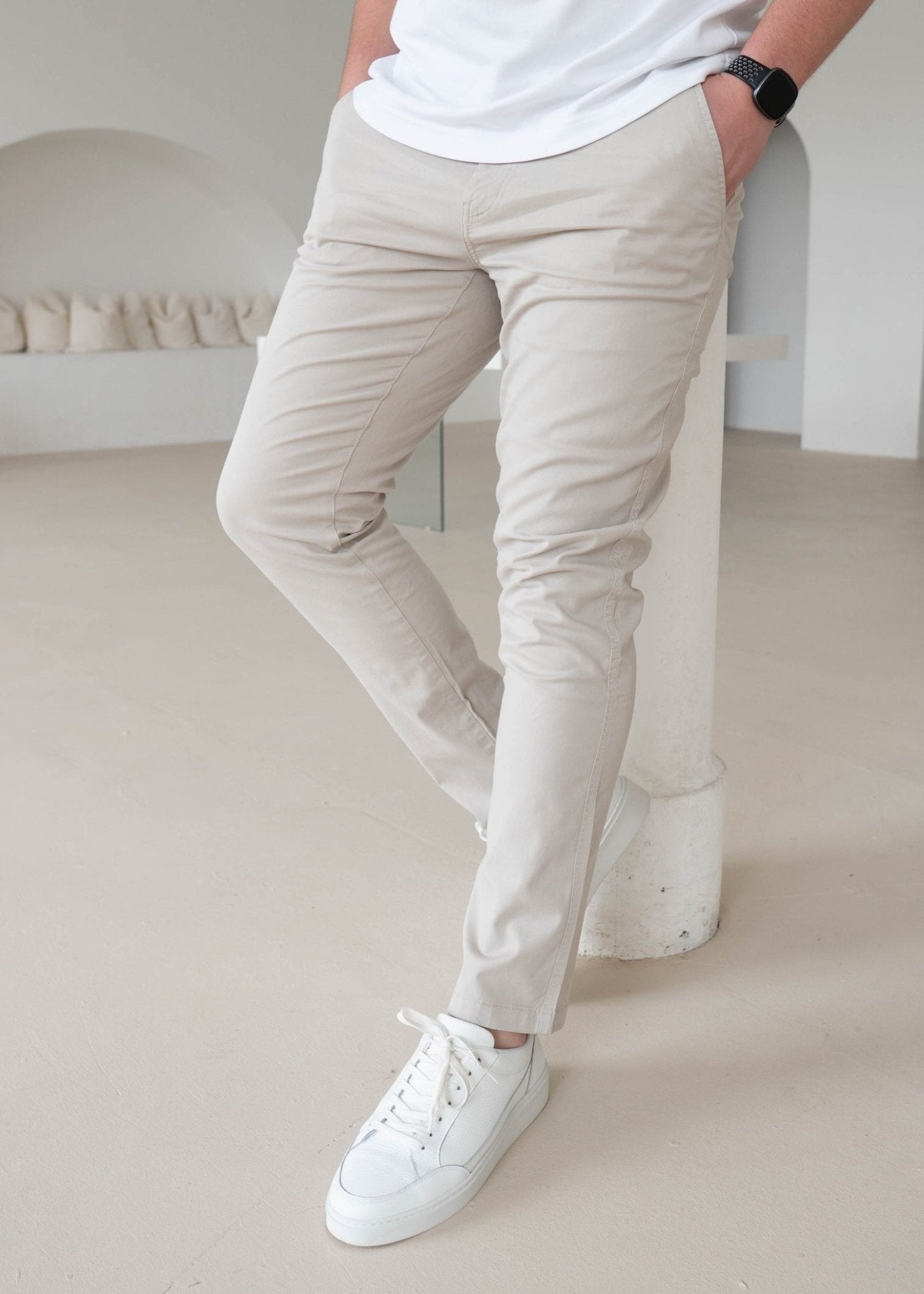 Slim Comfort Chinos In Stone - Sulfit Clothing