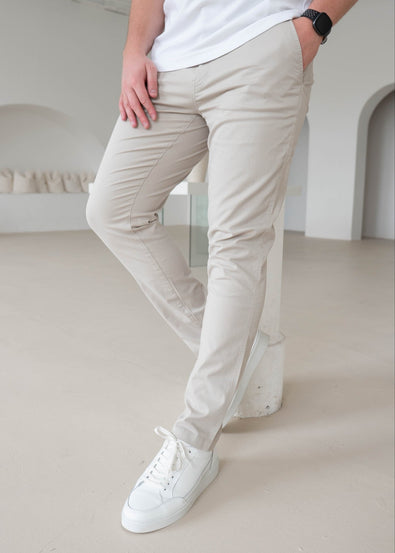 Slim Comfort Chinos In Stone - Sulfit Clothing