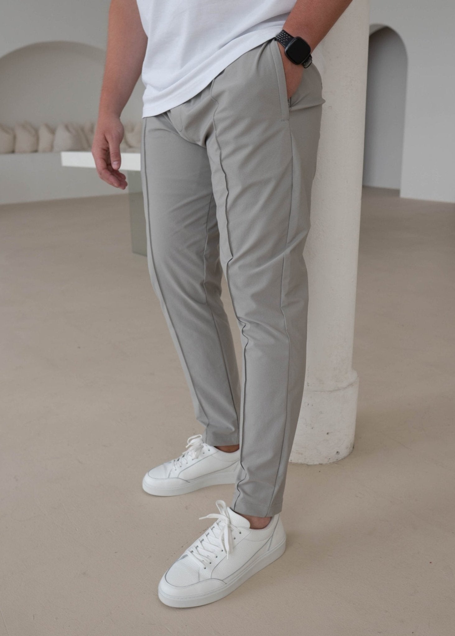 Smart Pleat Trouser In Stone - Sulfit Clothing