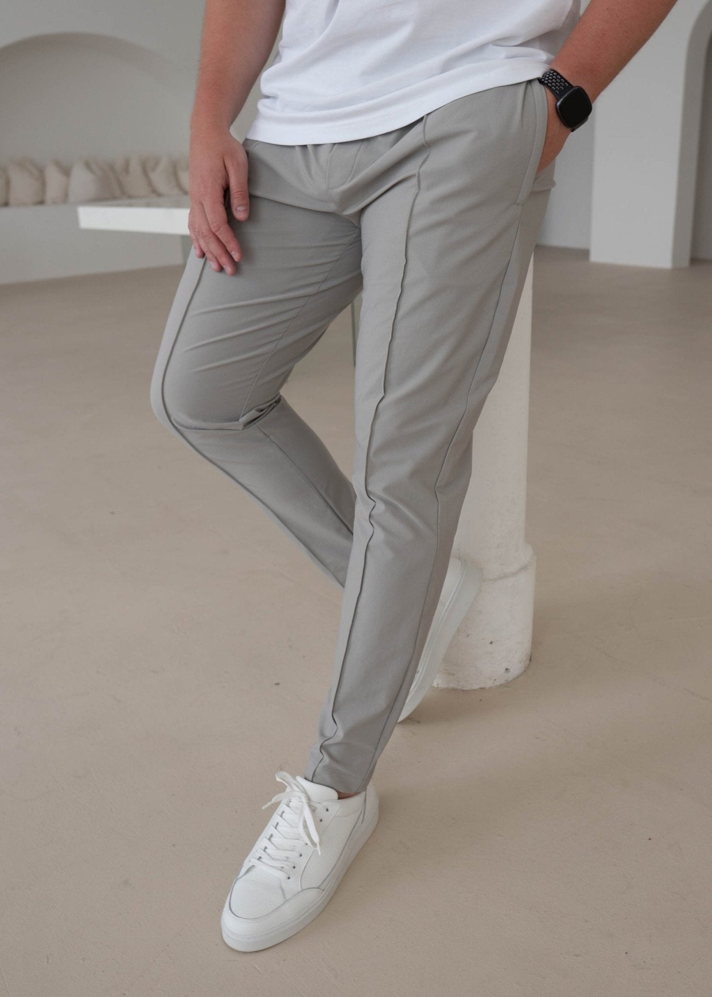 Smart Pleat Trouser In Stone - Sulfit Clothing