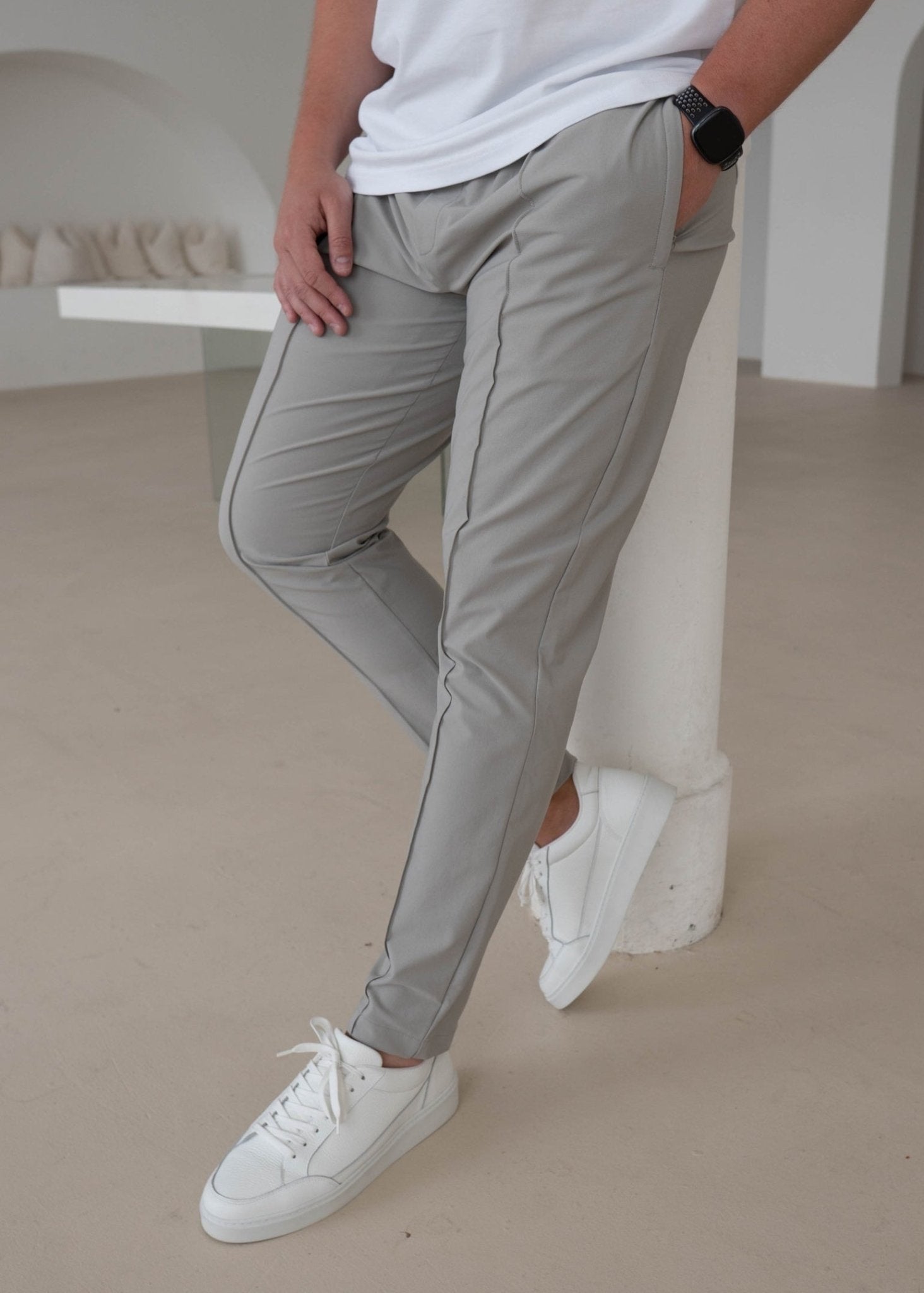 Smart Pleat Trouser In Stone - Sulfit Clothing