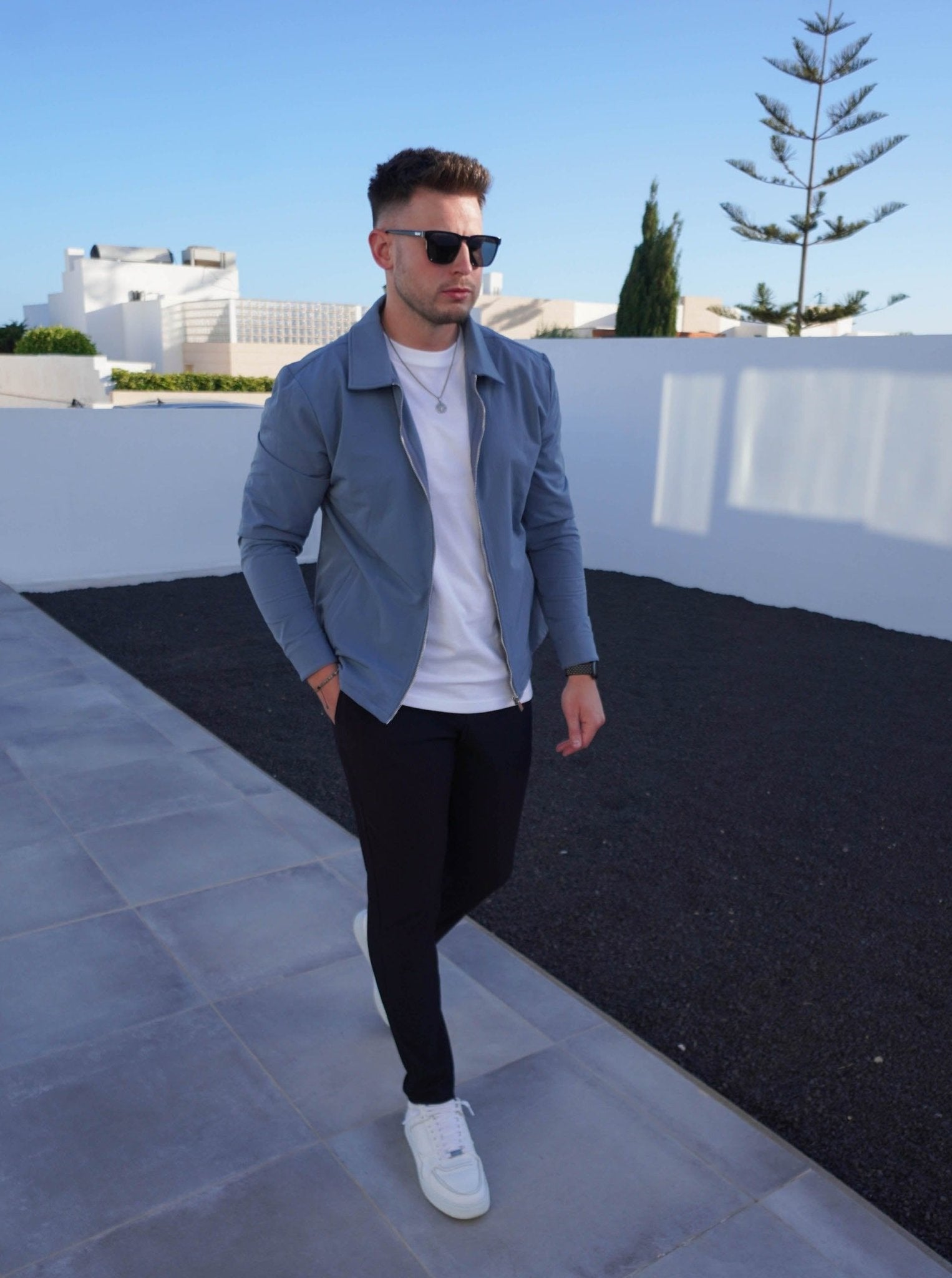 Smart Stretch Jacket In Slate Blue - Sulfit Clothing