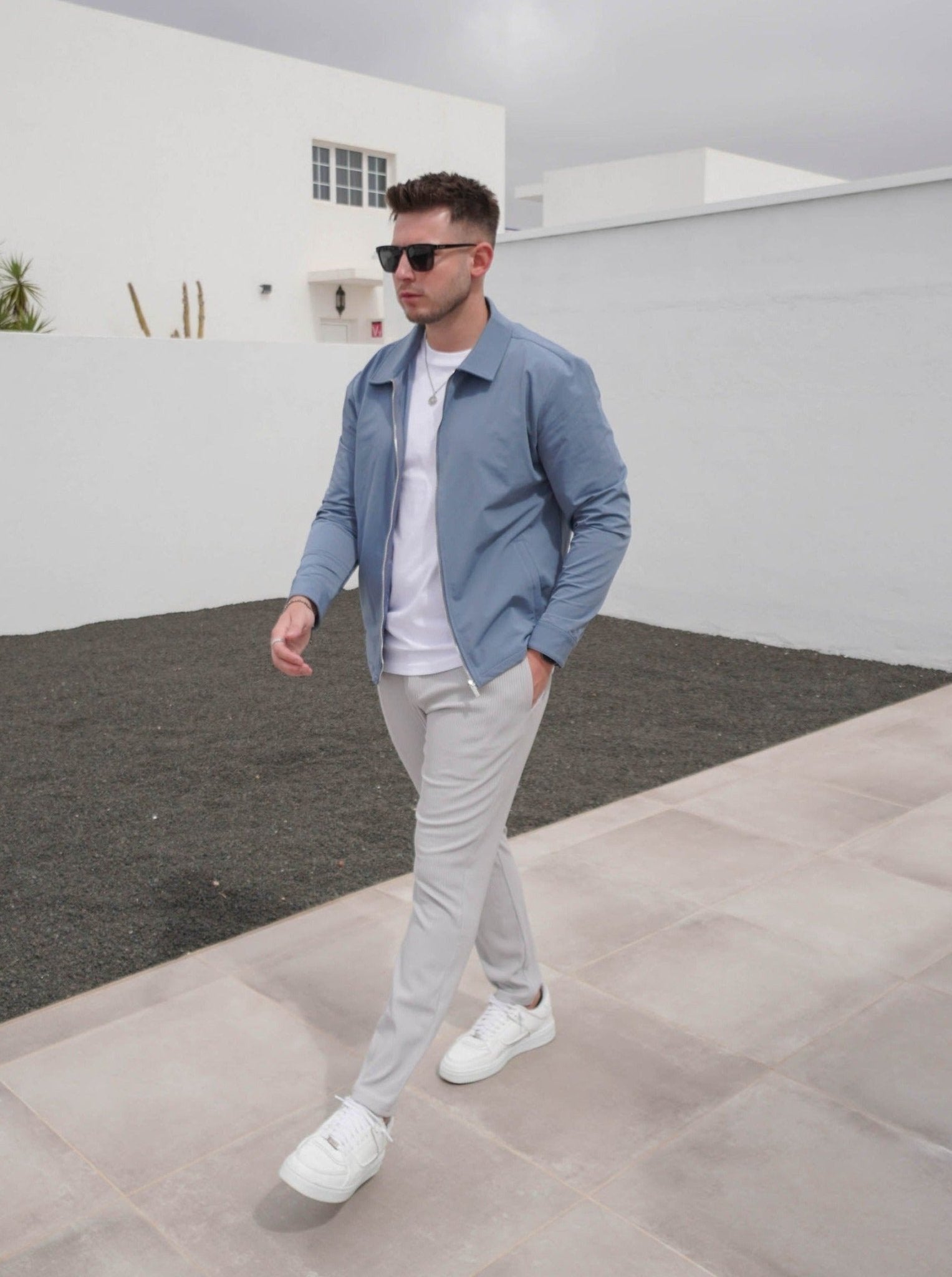 Smart Stretch Jacket In Slate Blue - Sulfit Clothing