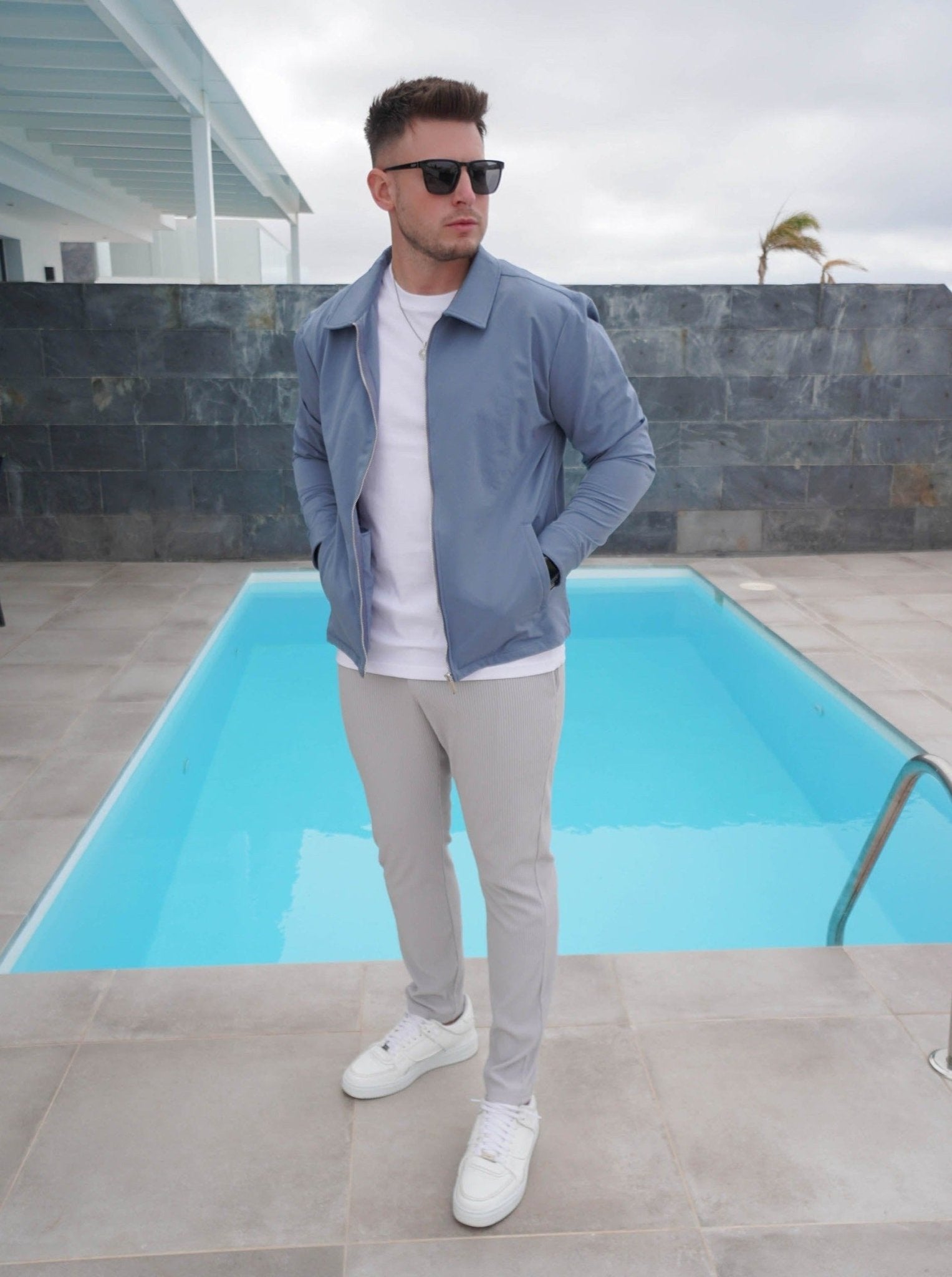 Smart Stretch Jacket In Slate Blue - Sulfit Clothing