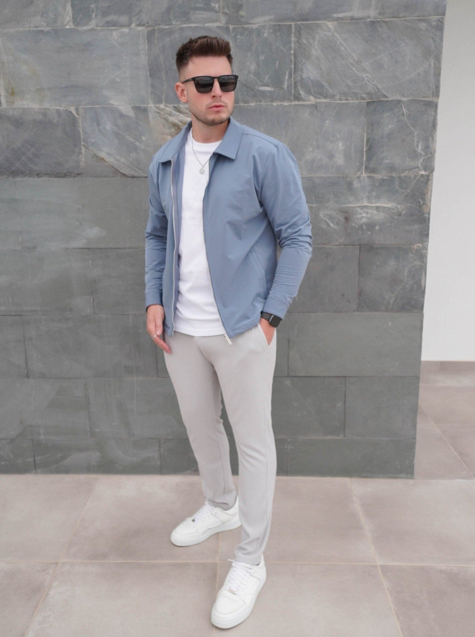 Smart Stretch Jacket In Slate Blue - Sulfit Clothing