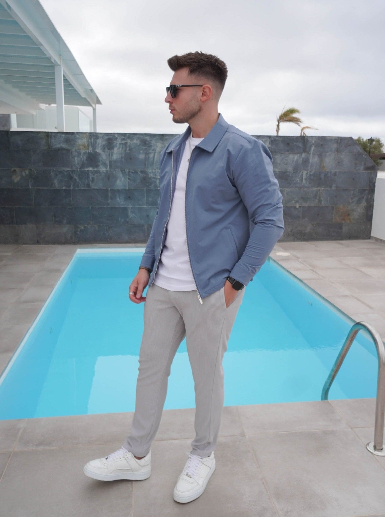 Smart Stretch Jacket In Slate Blue - Sulfit Clothing