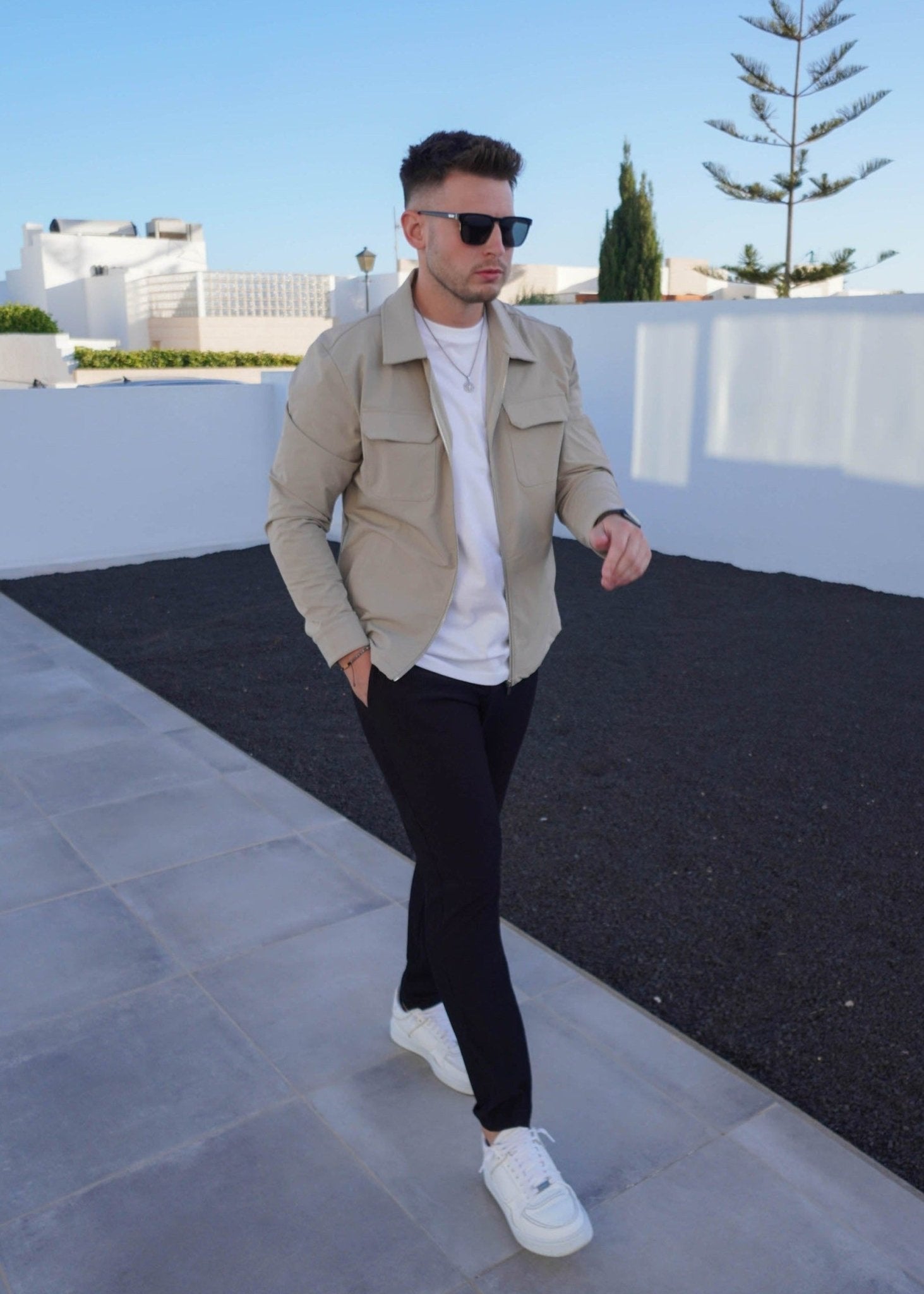 Tech Stretch Cargo Jacket In Stone - Sulfit Clothing