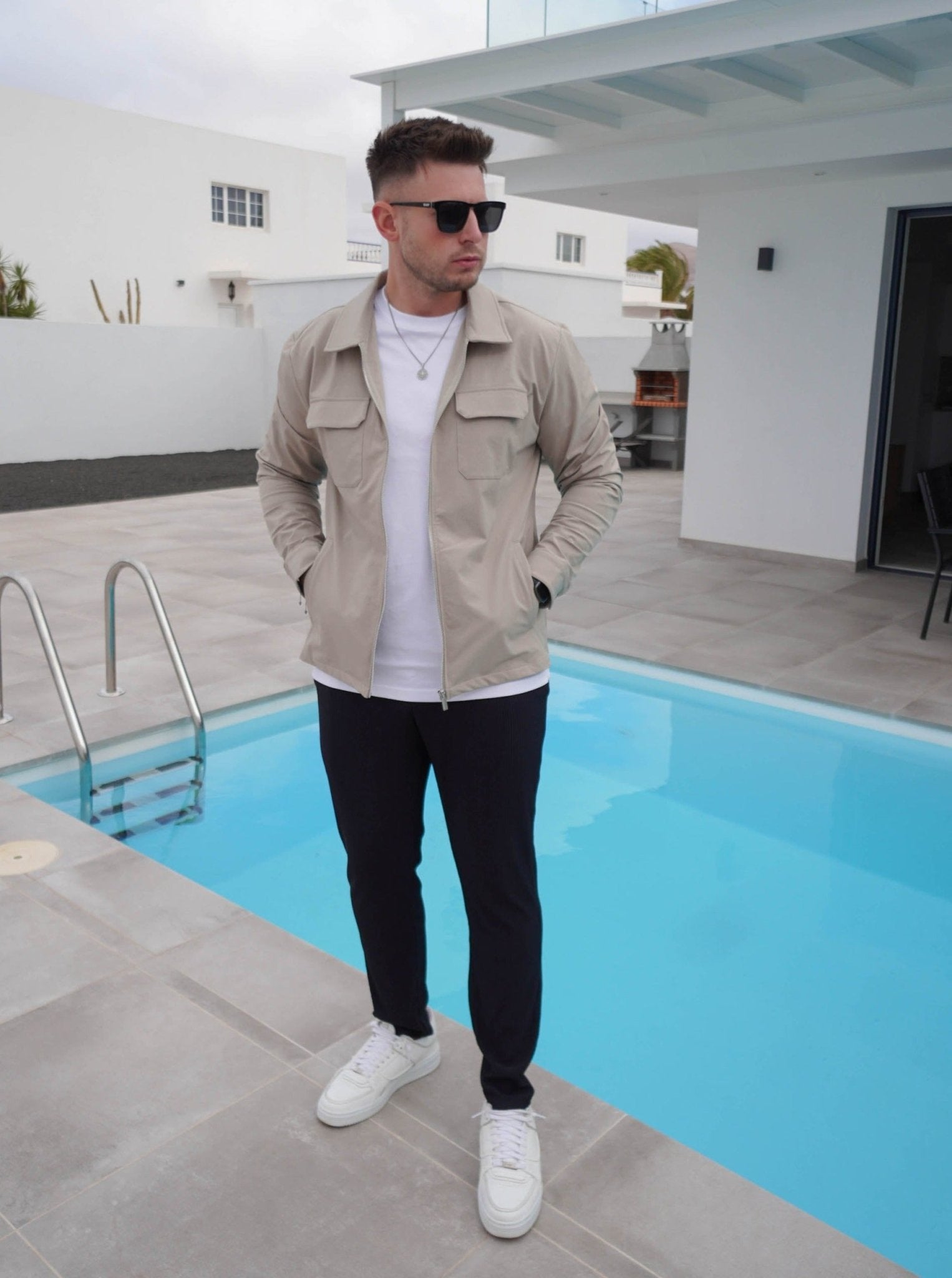 Tech Stretch Cargo Jacket In Stone - Sulfit Clothing