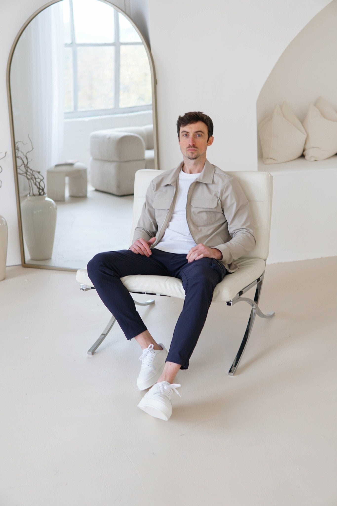 Tech Stretch Cargo Jacket In Stone - Sulfit Clothing