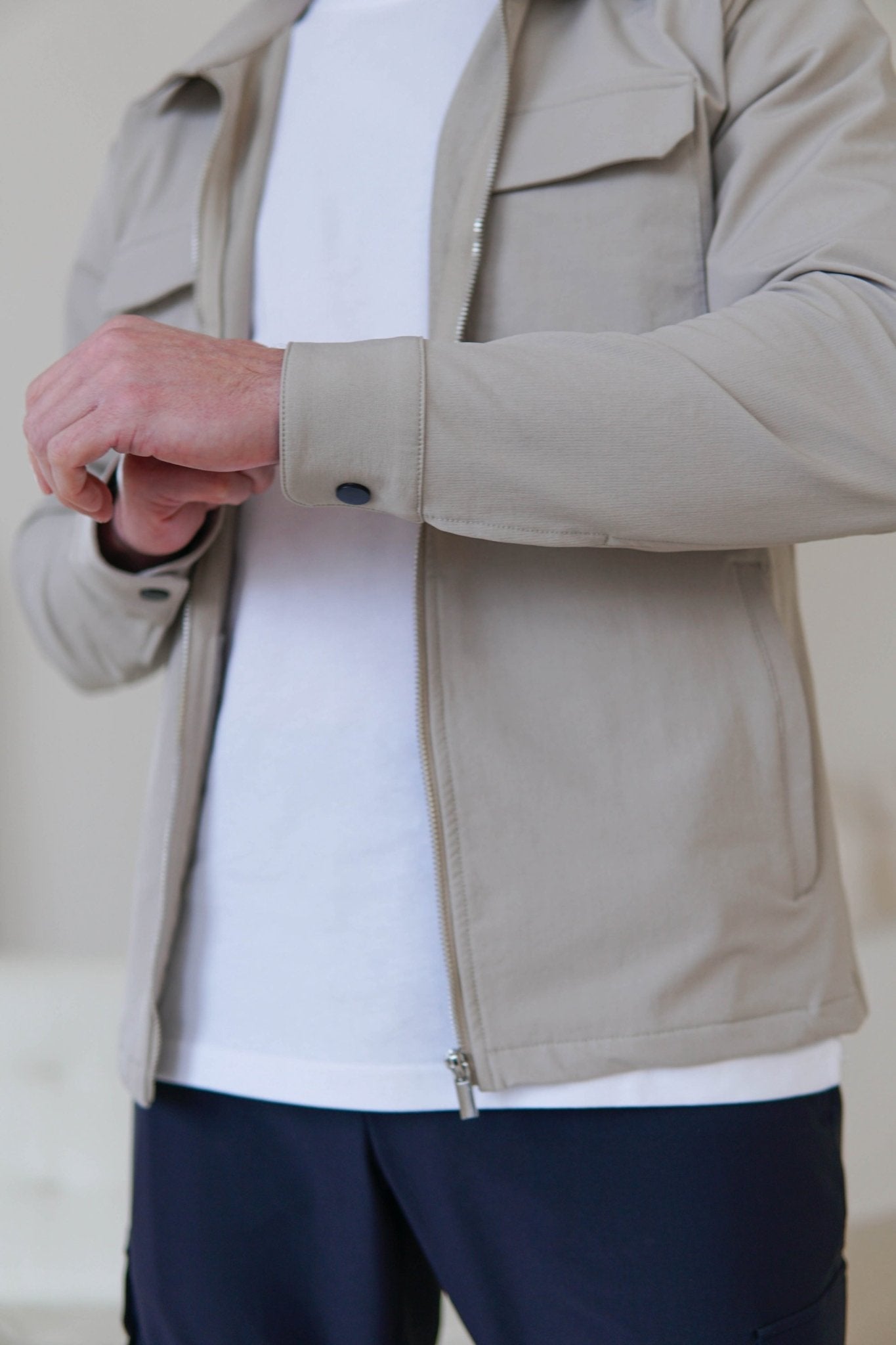 Tech Stretch Cargo Jacket In Stone - Sulfit Clothing