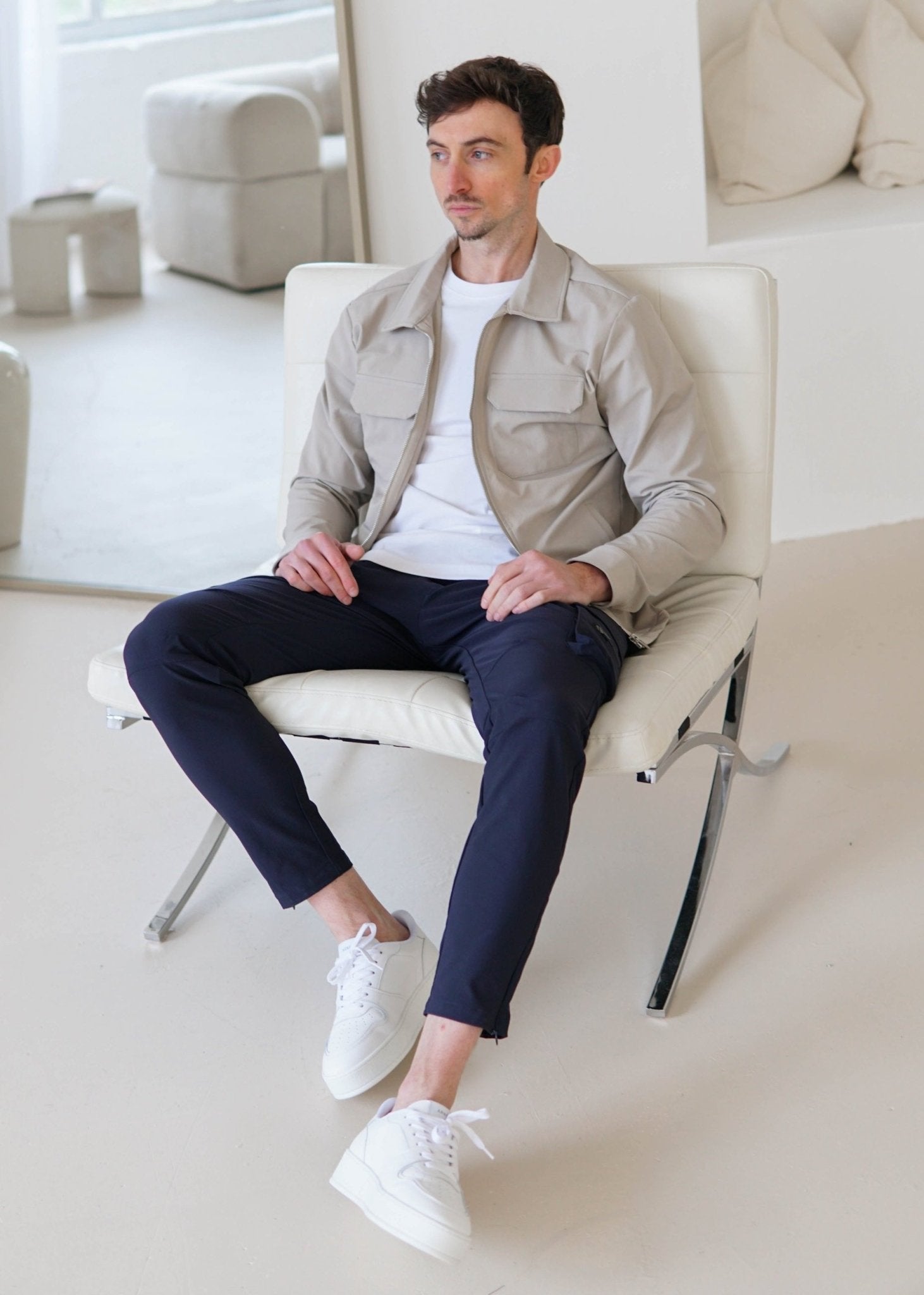 Tech Stretch Cargo Jacket In Stone - Sulfit Clothing