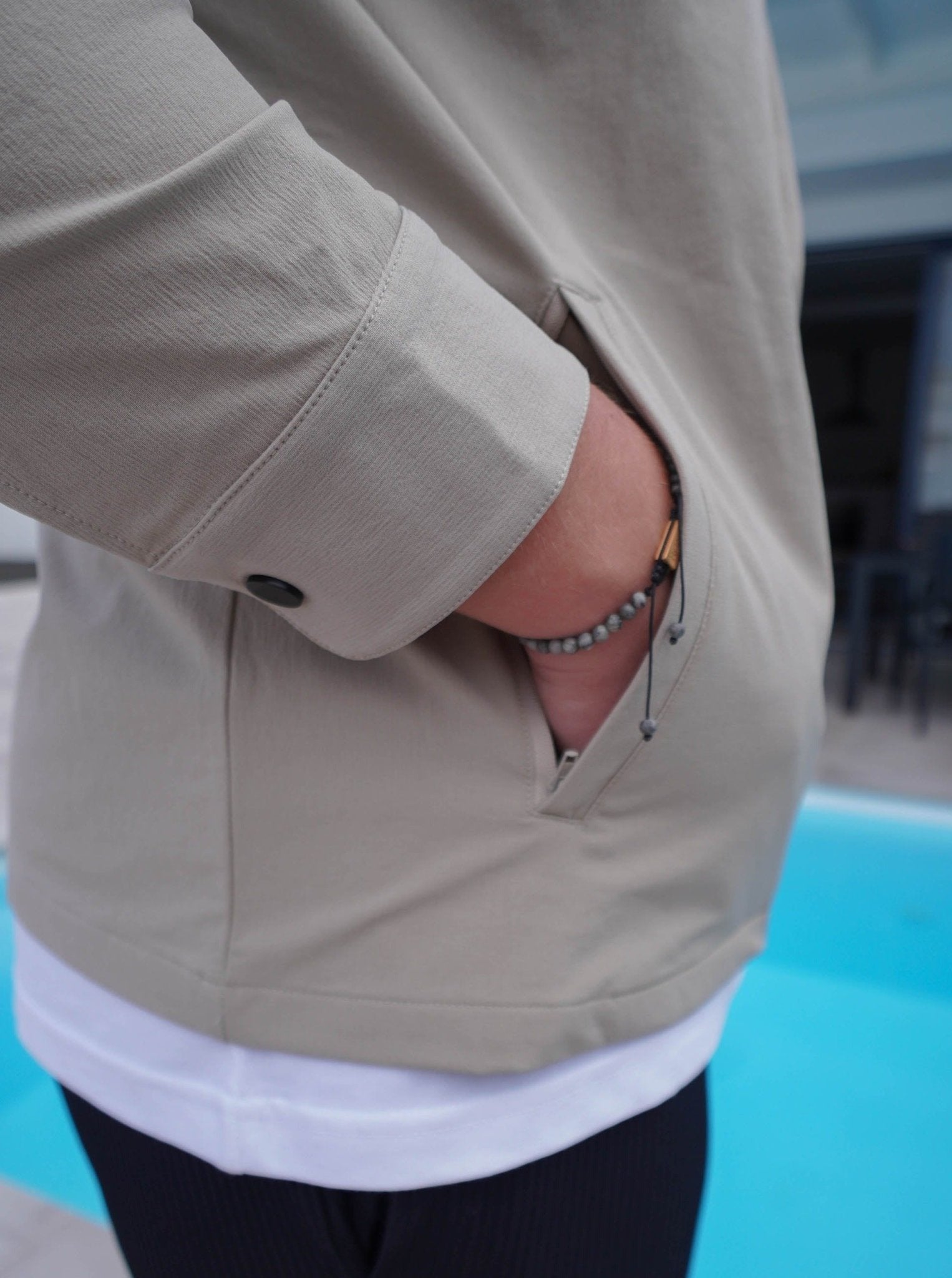 Tech Stretch Cargo Jacket In Stone - Sulfit Clothing