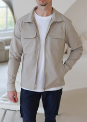 Tech Stretch Cargo Jacket In Stone - Sulfit Clothing